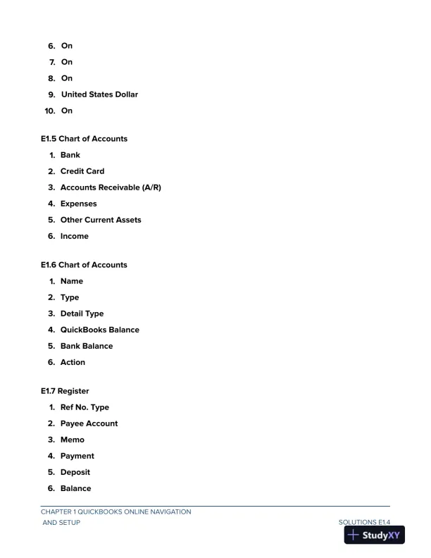 Solution Manual For Computer Accounting with QuickBooks Online, 2nd Edition - Page 5 preview image