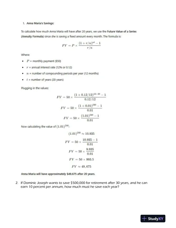 Finance 301 Time Value of Money and Investment Calculations: A Financial Analysis Assignment - Page 3 preview image
