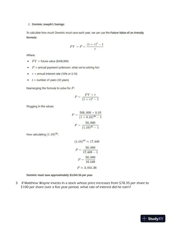 Finance 301 Time Value of Money and Investment Calculations: A Financial Analysis Assignment - Page 4 preview image