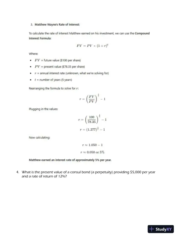 Finance 301 Time Value of Money and Investment Calculations: A Financial Analysis Assignment - Page 5 preview image