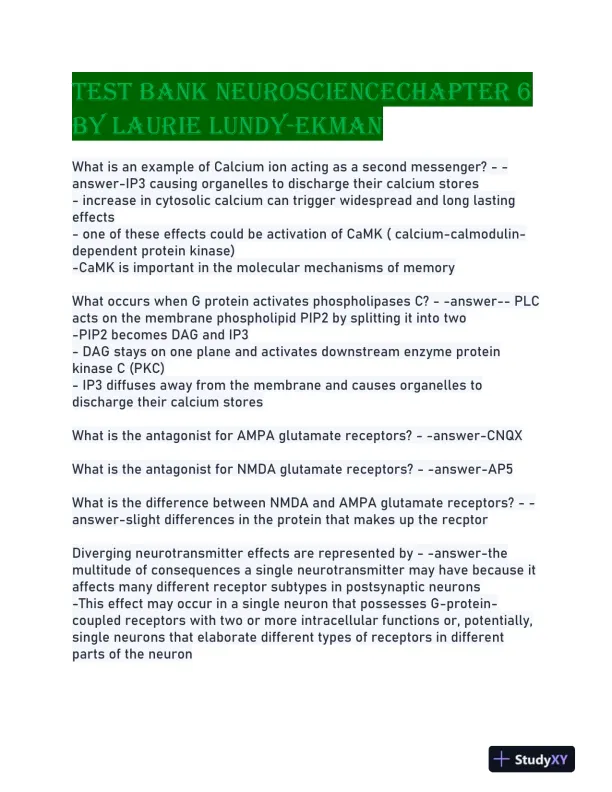 Neuroscience Pharmacology Practice Exam With Answers (106 Solved Questions) - Page 1 preview image