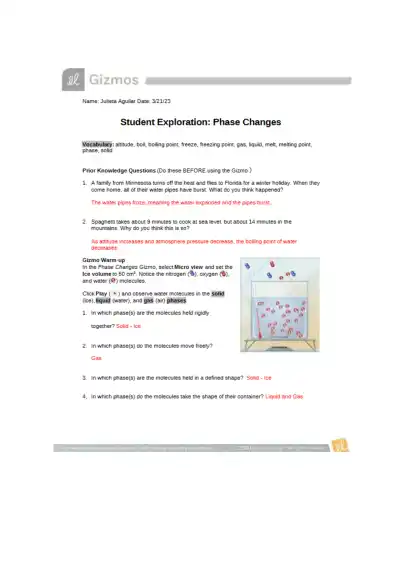 Understanding Phase Changes - Page 1 preview image