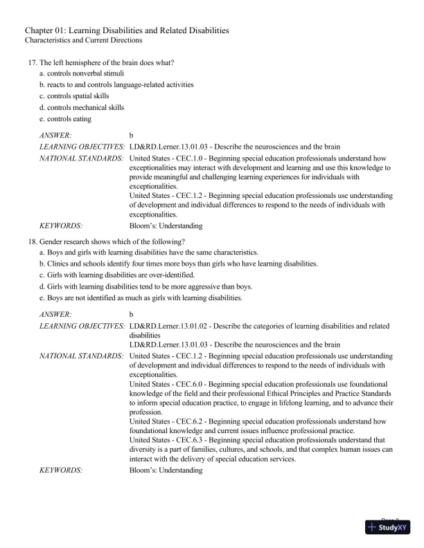 Test Bank For Learning Disabilities and Related Disabilities: Strategies for Success 13th Edition Test Bank - Page 10 preview image