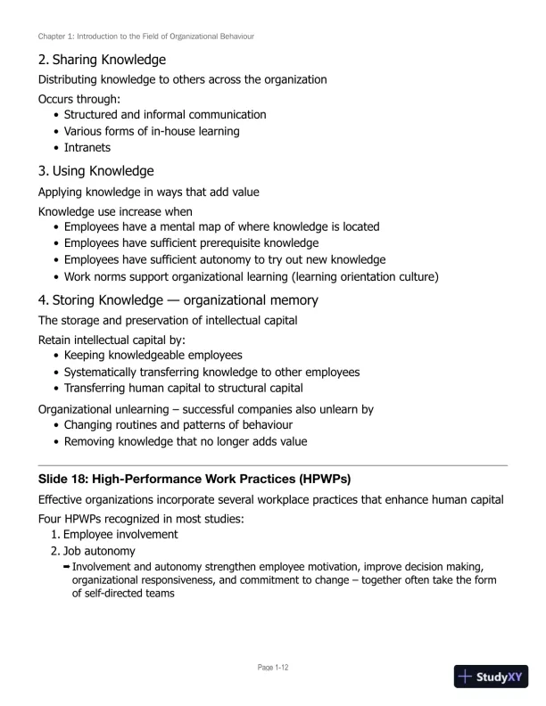 Lecture Notes for Canadian Organizational Behaviour, 10th Edition - Page 13 preview image