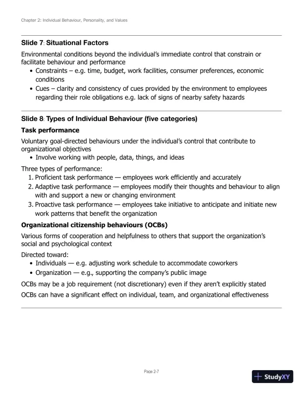 Lecture Notes for Canadian Organizational Behaviour, 10th Edition - Page 23 preview image