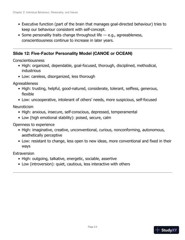 Lecture Notes for Canadian Organizational Behaviour, 10th Edition - Page 25 preview image