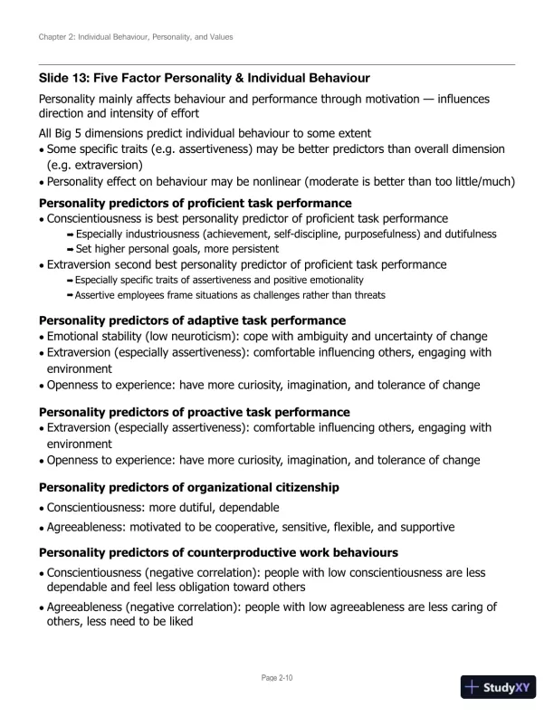 Lecture Notes for Canadian Organizational Behaviour, 10th Edition - Page 26 preview image