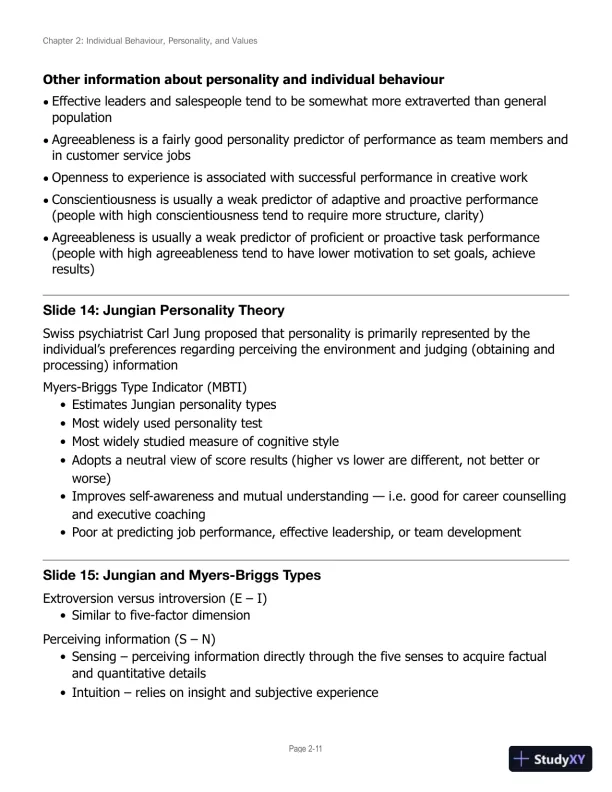 Lecture Notes for Canadian Organizational Behaviour, 10th Edition - Page 27 preview image
