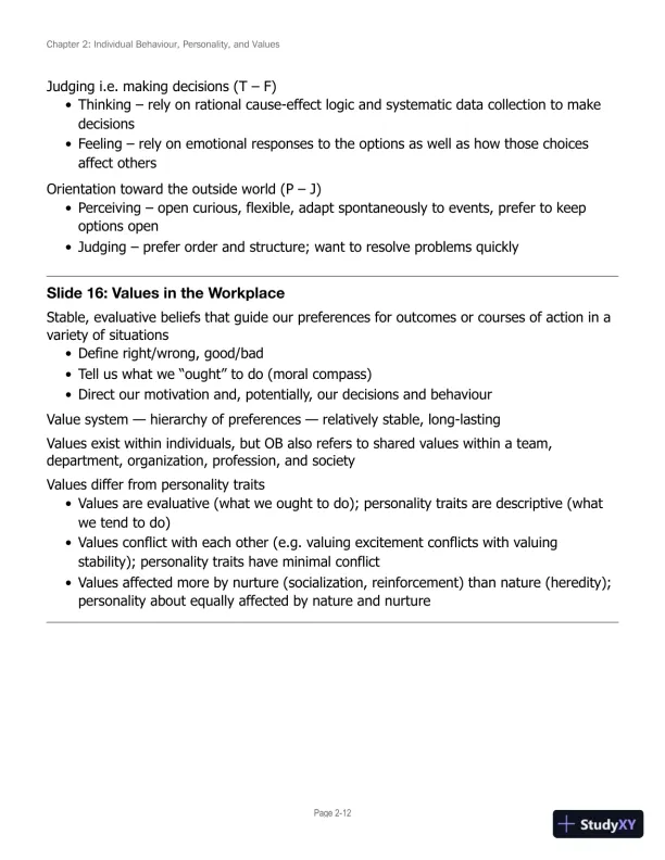 Lecture Notes for Canadian Organizational Behaviour, 10th Edition - Page 28 preview image