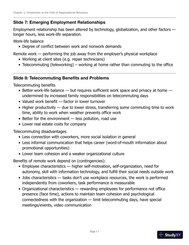 Lecture Notes for Canadian Organizational Behaviour, 10th Edition - Page 8 preview image