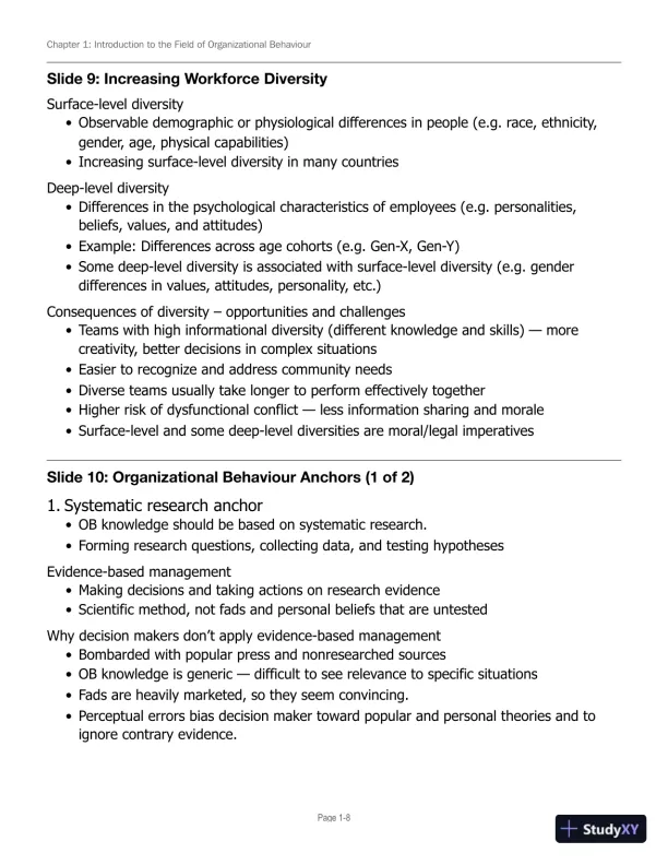 Lecture Notes for Canadian Organizational Behaviour, 10th Edition - Page 9 preview image