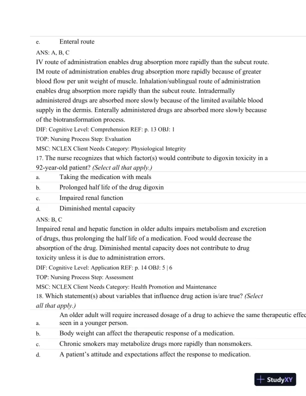 Test Bank For Basic Pharmacology For Nurses, 16e, 16th Edition - Page 18 preview image