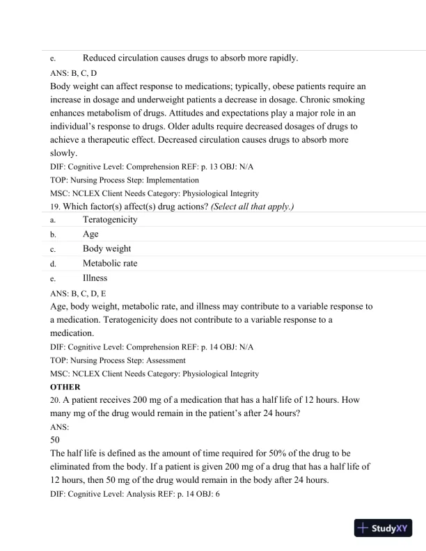 Test Bank For Basic Pharmacology For Nurses, 16e, 16th Edition - Page 19 preview image