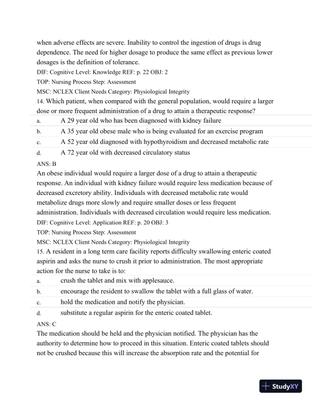 Test Bank For Basic Pharmacology For Nurses, 16e, 16th Edition - Page 26 preview image