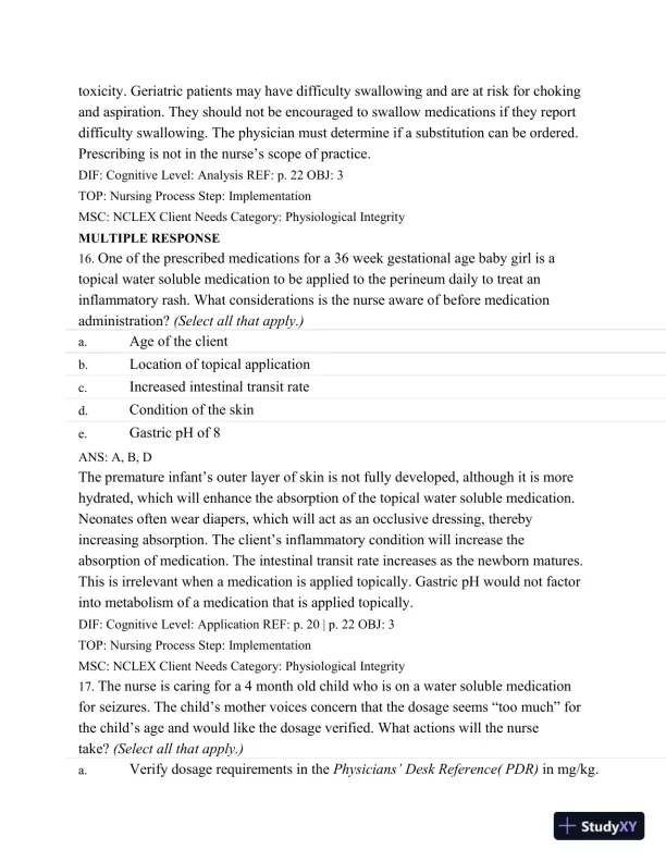 Test Bank For Basic Pharmacology For Nurses, 16e, 16th Edition - Page 27 preview image