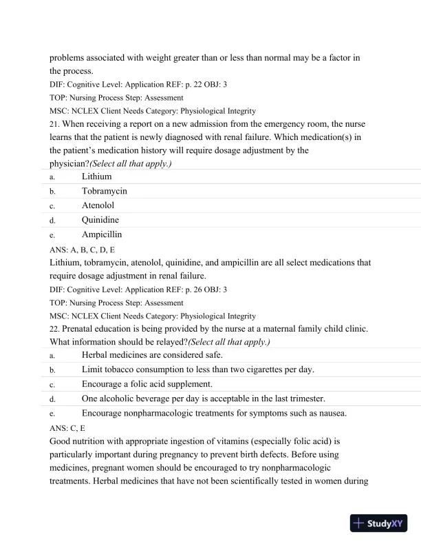 Test Bank For Basic Pharmacology For Nurses, 16e, 16th Edition - Page 30 preview image