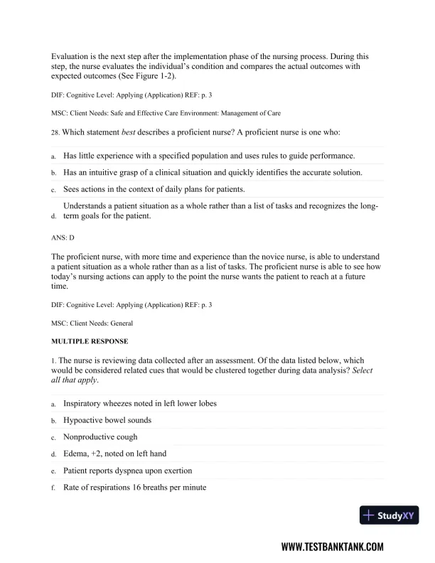 Physical Examination and Health Assessment 8th Edition Test Bank - Page 14 preview image