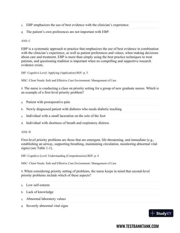 Physical Examination and Health Assessment 8th Edition Test Bank - Page 5 preview image