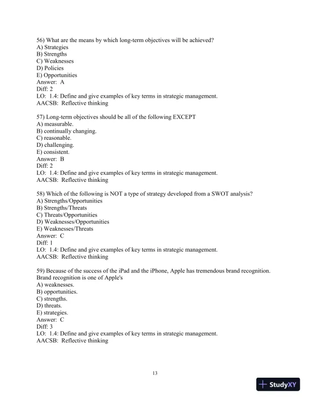 Test Bank for Strategic Management: A Competitive Advantage Approach Concepts and Cases, 17th Edition - Page 15 preview image