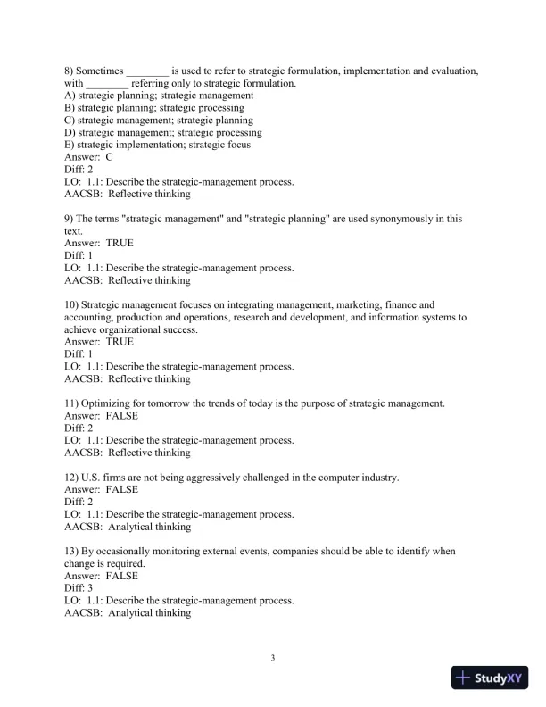 Test Bank for Strategic Management: A Competitive Advantage Approach Concepts and Cases, 17th Edition - Page 5 preview image