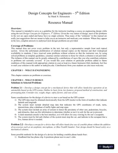 Solution Manual for Design Concepts for Engineers, 5th Edition - Page 1 preview image