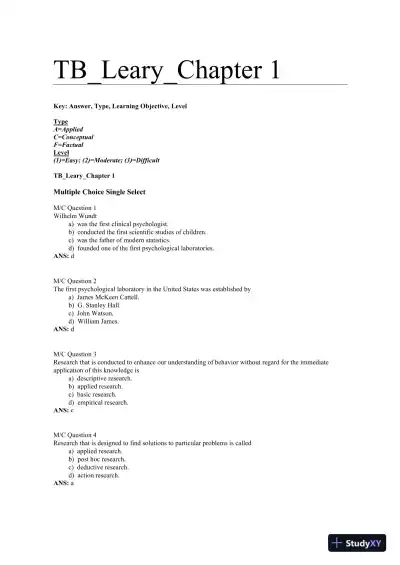 Introduction to Behavioral Research Methods 7th Edition Test Bank - Page 1 preview image