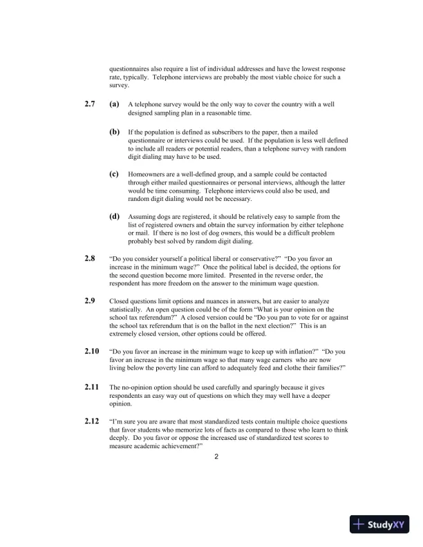 Solution Manual for Elementary Survey Sampling, 7th Edition - Page 3 preview image