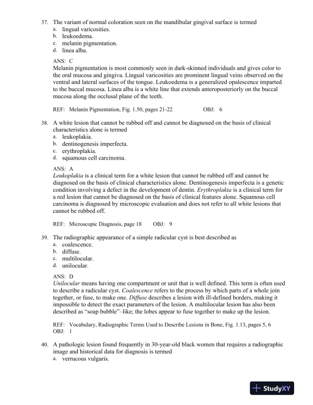 Oral Pathology for the Dental Hygienist 7th Edition Test Bank - Page 13 preview image