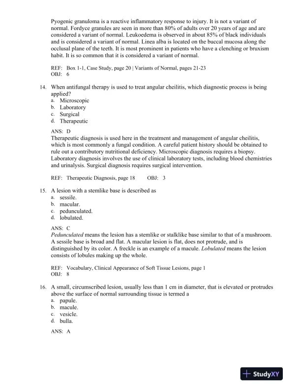 Oral Pathology for the Dental Hygienist 7th Edition Test Bank - Page 6 preview image