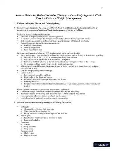 Solution Manual For Medical Nutrition Therapy: A Case Study Approach, 4th Edition - Page 1 preview image
