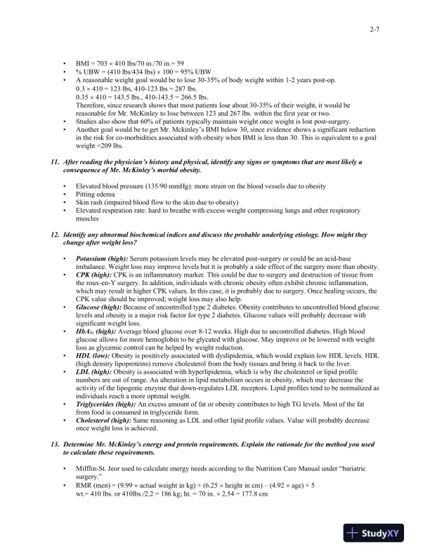 Solution Manual For Medical Nutrition Therapy: A Case Study Approach, 4th Edition - Page 16 preview image