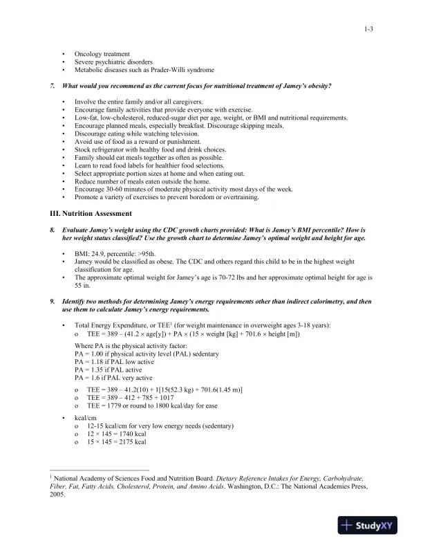 Solution Manual For Medical Nutrition Therapy: A Case Study Approach, 4th Edition - Page 4 preview image