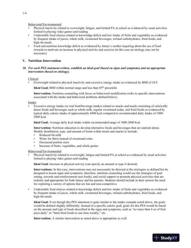 Solution Manual For Medical Nutrition Therapy: A Case Study Approach, 4th Edition - Page 7 preview image