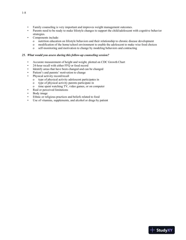 Solution Manual For Medical Nutrition Therapy: A Case Study Approach, 4th Edition - Page 9 preview image