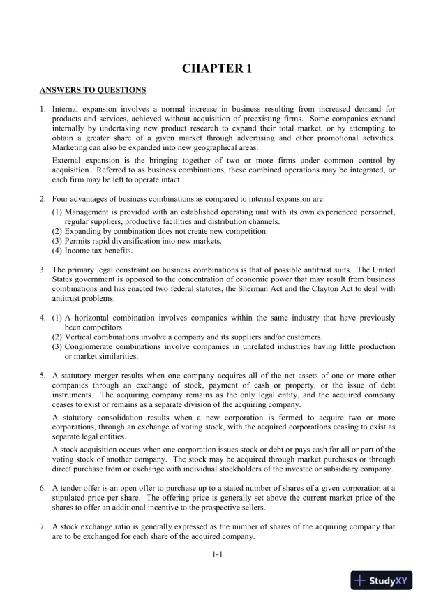 Solution Manual For Advanced Accounting, 3rd Edition(2002 Fasb Update) - Page 1 preview image