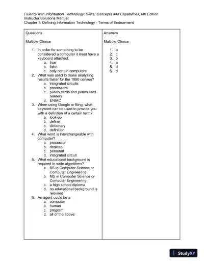 Solution Manual for Fluency With Information Technology, 6th Edition - Page 1 preview image