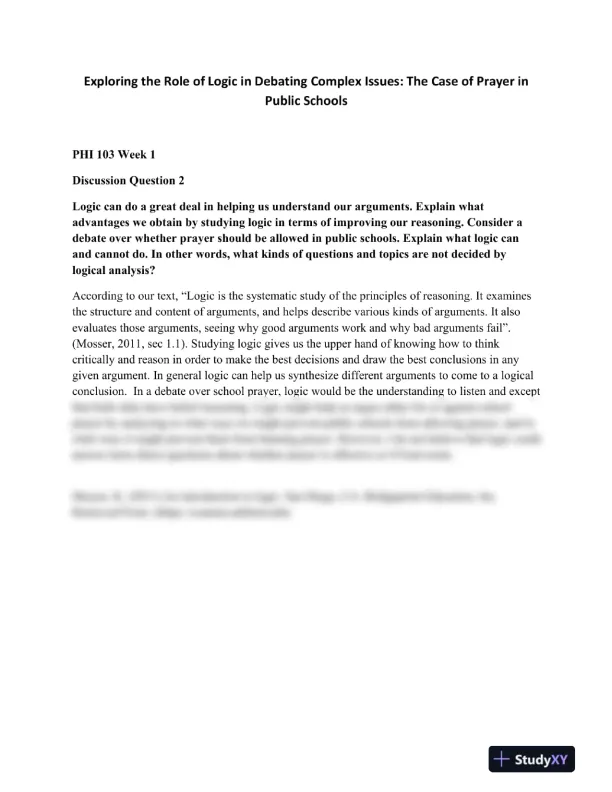 Exploring the Role of Logic in Debating Complex Issues: The Case of Prayer in Public Schools - Page 1 preview image