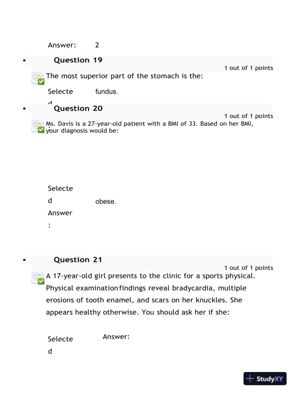 2023 NURS6512 Health Assessment Midterm Exam With Answers (100 Solved Questions) - Page 10 preview image