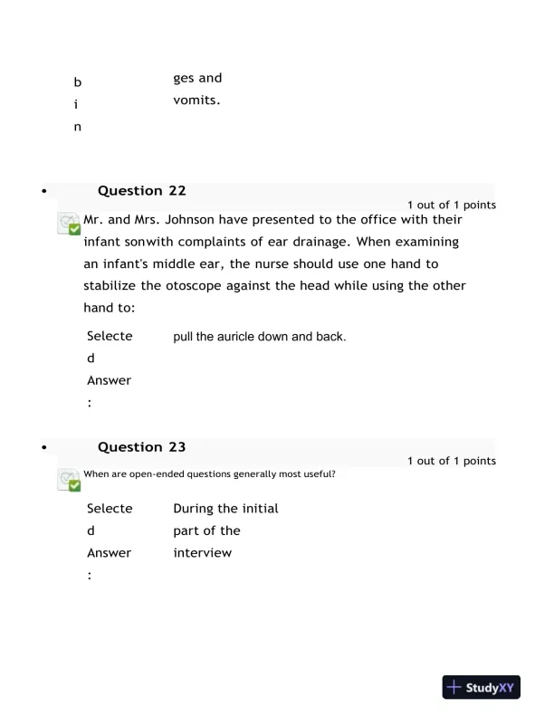 2023 NURS6512 Health Assessment Midterm Exam With Answers (100 Solved Questions) - Page 11 preview image