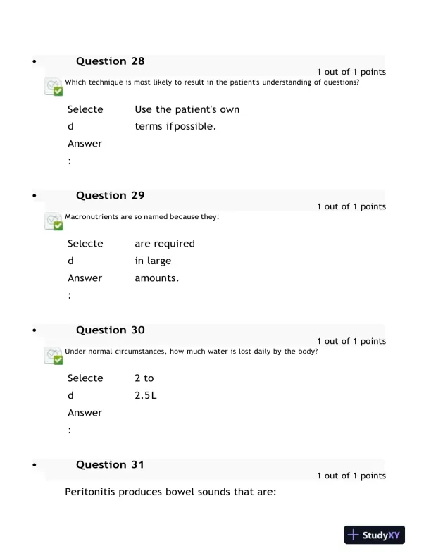 2023 NURS6512 Health Assessment Midterm Exam With Answers (100 Solved Questions) - Page 14 preview image