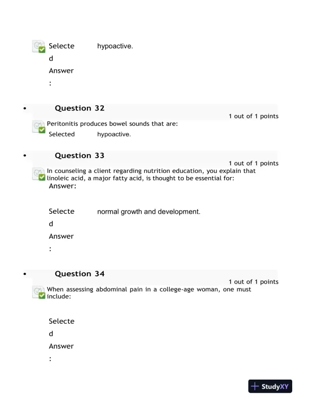 2023 NURS6512 Health Assessment Midterm Exam With Answers (100 Solved Questions) - Page 15 preview image