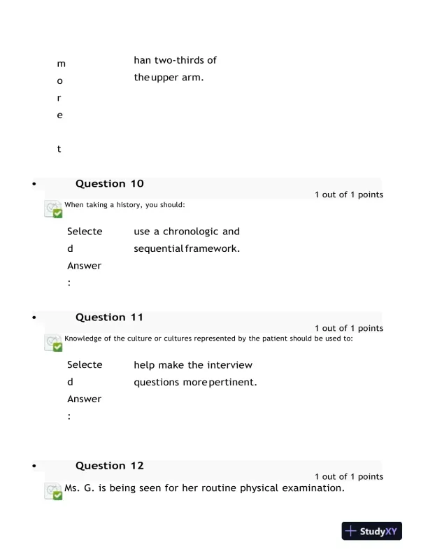 2023 NURS6512 Health Assessment Midterm Exam With Answers (100 Solved Questions) - Page 6 preview image