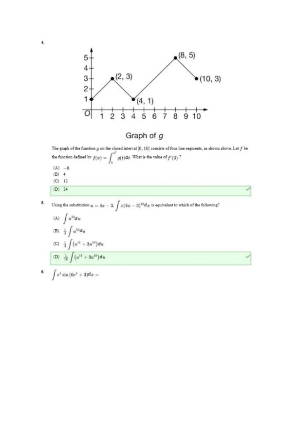 AP Calculus AB Scoring Guide Unit 6 Progress Check - Page 2 preview image