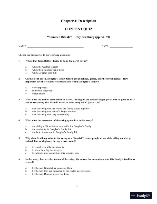 Solution Manual for Prose Reader: Essays for Thinking, Reading and Writing, 12th Edition - Page 8 preview image