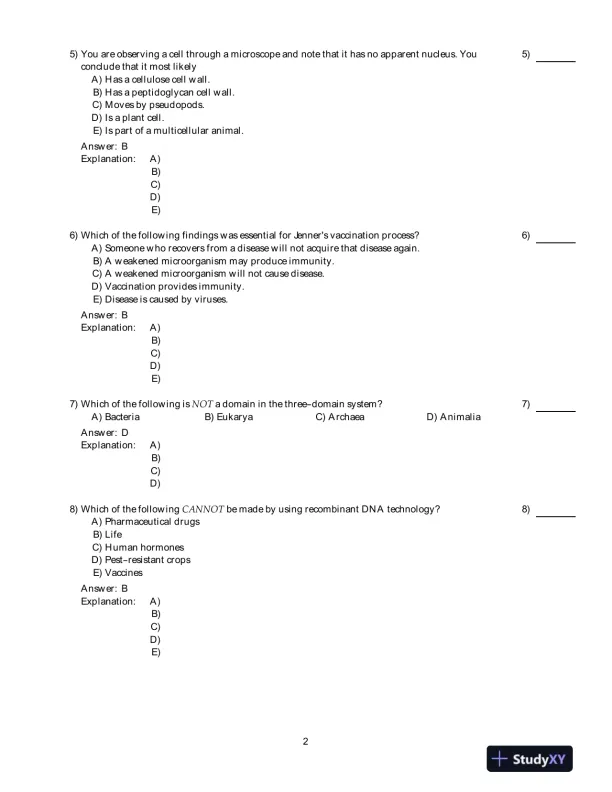 Microbiology, An Introduction , 10th Edition Test Bank - Page 3 preview image