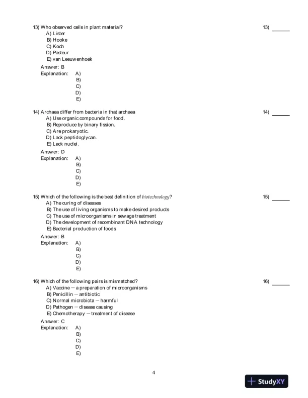 Microbiology, An Introduction , 10th Edition Test Bank - Page 5 preview image