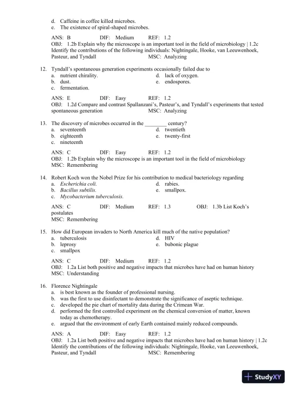 Microbiology: An Evolving Science Fourth Edition Test Bank - Page 4 preview image