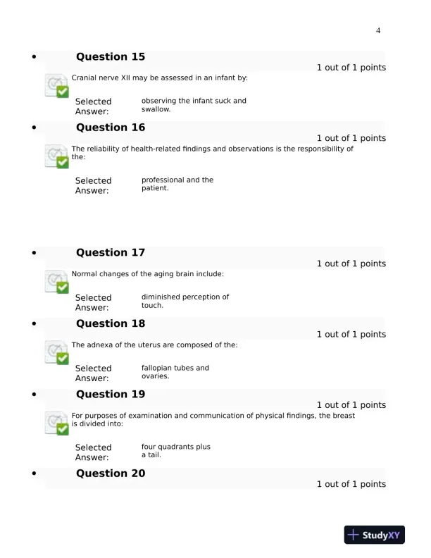 2023-2024 NURS6512 Advanced Health Assessment Final Exam Week 11 With Answers (100 Solved Questions) - Page 6 preview image