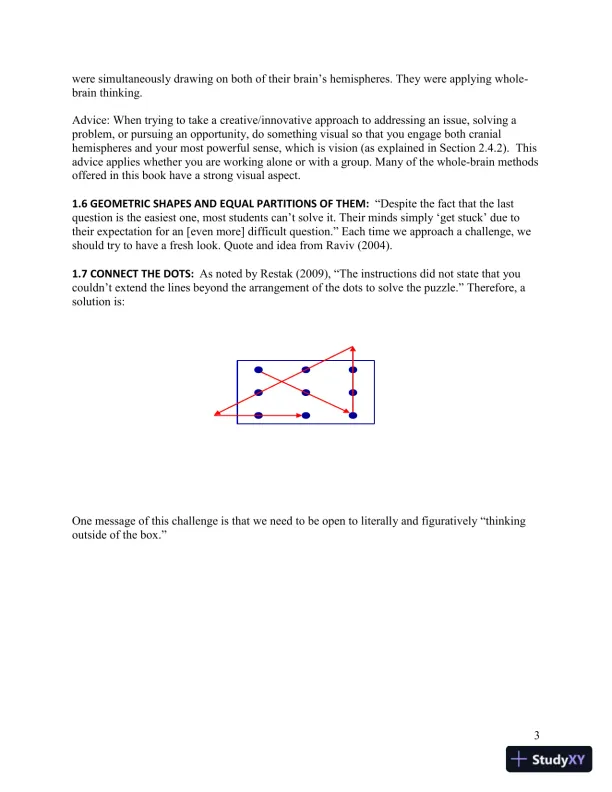 Solution Manual for Introduction to Creativity and Innovation for Engineers, 1st Edition - Page 4 preview image