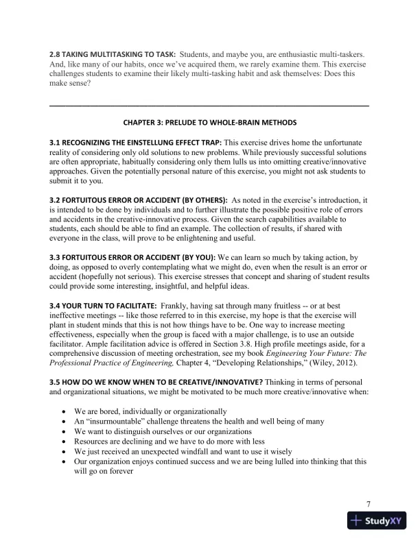 Solution Manual for Introduction to Creativity and Innovation for Engineers, 1st Edition - Page 8 preview image